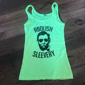 NWOT Neon Green Abraham Lincoln Tank Top